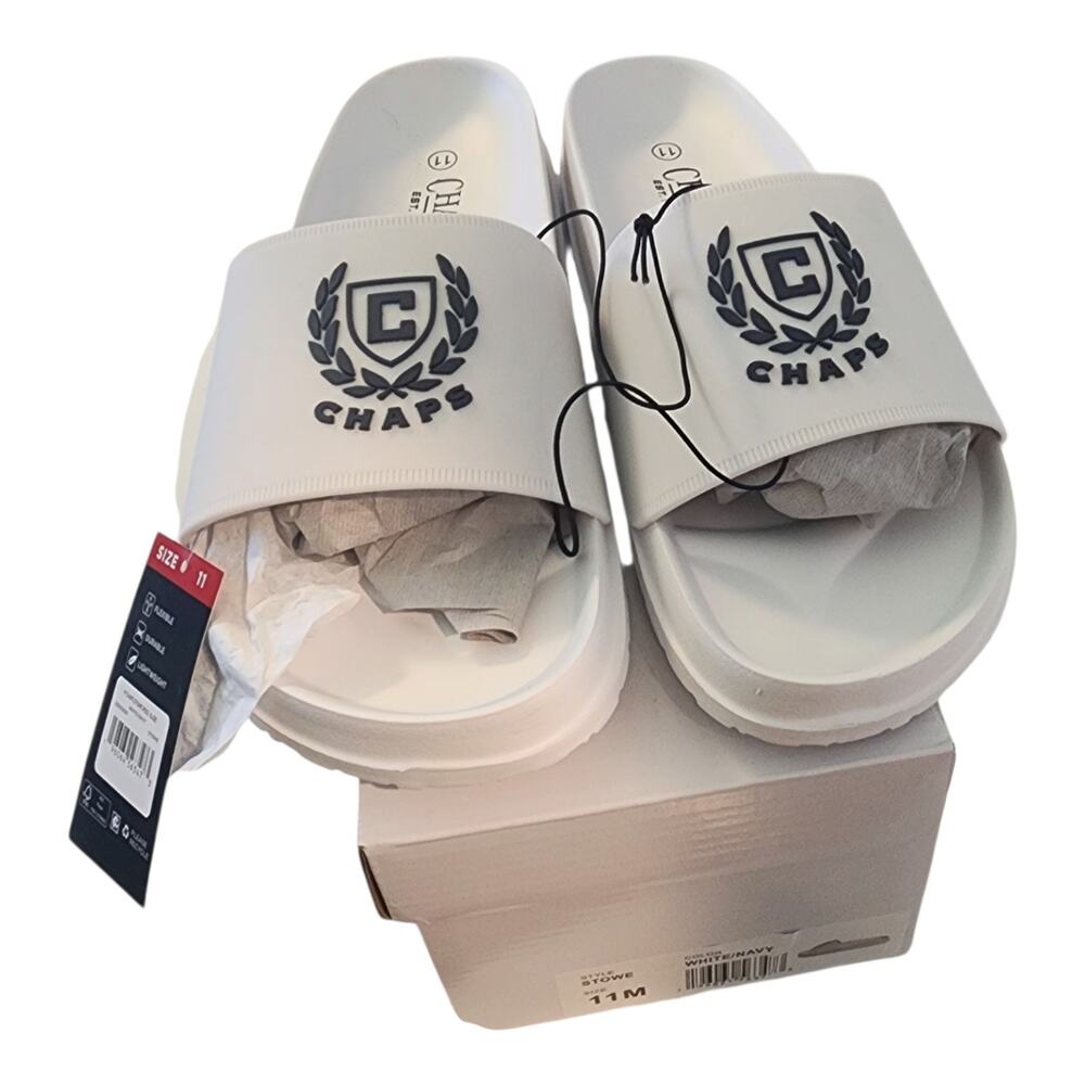 Chaps Men’s Slide Sandals White Lightweight Rubber US 11M NEW IN BOX gift Slides